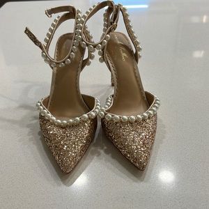 Gold sparkle and pearl shoes